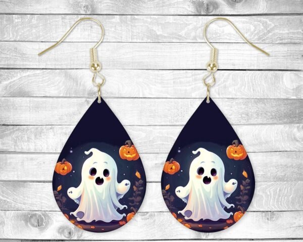 Scary Ghosts, Permanent Earrings, Permanent Design, Silver or Gold Hardware, Halloween, Gift, Everyday Use
