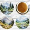 In The Valley, Absorbent Drink Coasters, Individual or set of 4, Non-Slip Base, Neoprene, Gift, Everyday Use