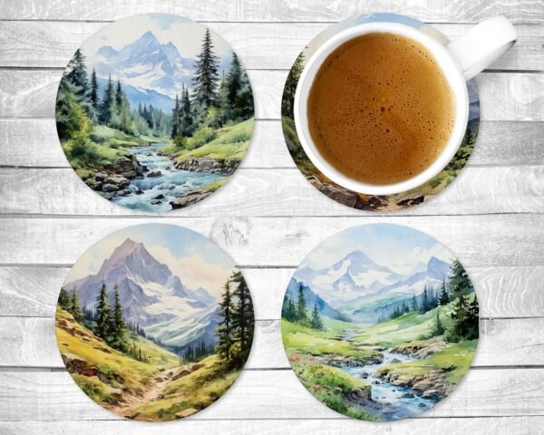 In The Valley, Absorbent Drink Coasters, Individual or set of 4, Non-Slip Base, Neoprene, Gift, Everyday Use