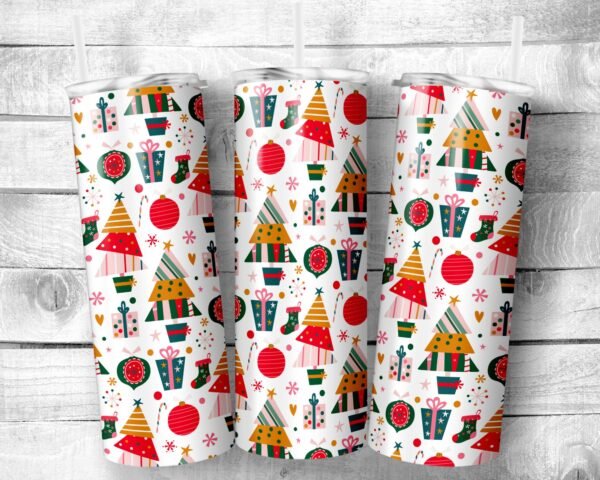 Christmas Merry and Bright, 20oz Skinny Straight Tumbler, Stainless Steel, Travel Cup, Holiday Themed, Christmas, Gift, Everyday Use