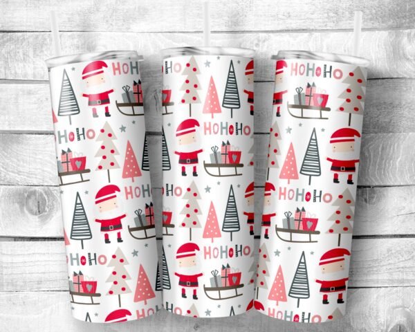 Santa Claus, 20oz Skinny Straight Tumbler, Stainless Steel, Travel Cup, Holiday Themed, Christmas, Gift, Everyday Use