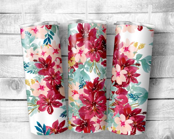 Flowers 5, 20oz Skinny Straight Tumbler, Stainless Steel, Travel Cup, Gift, Everyday Use