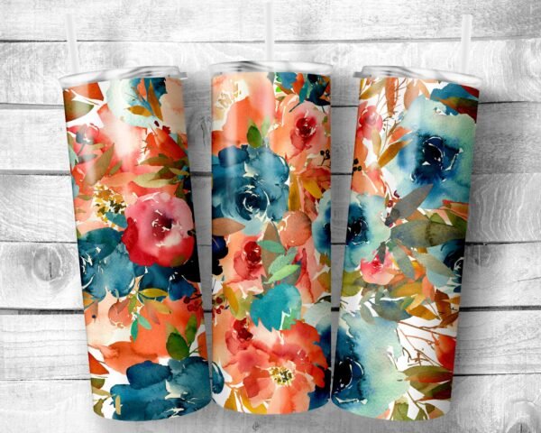 Flowers 6, 20oz Skinny Straight Tumbler, Stainless Steel, Travel Cup, Gift, Everyday Use