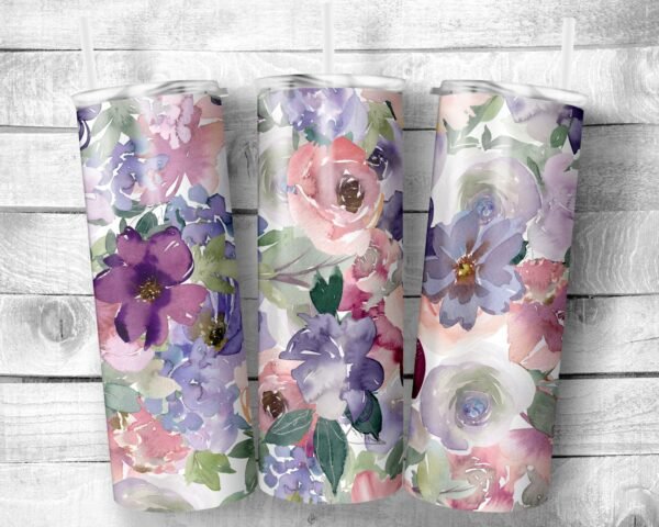 Flowers 7, 20oz Skinny Straight Tumbler, Stainless Steel, Travel Cup, Gift, Everyday Use