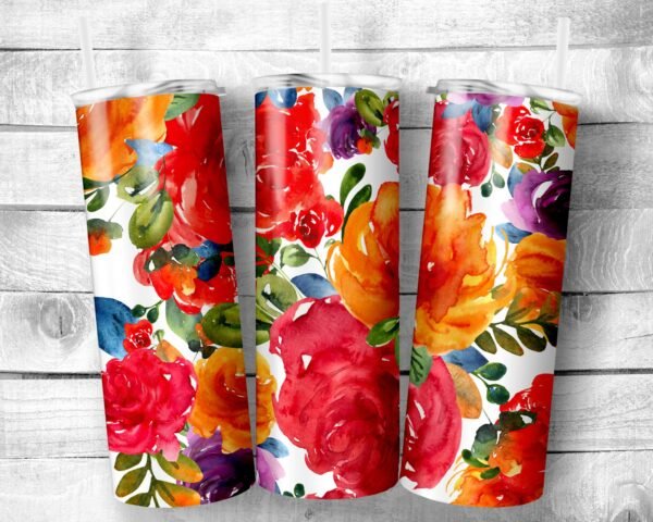 Flowers 14, 20oz Skinny Straight Tumbler, Stainless Steel, Travel Cup, Gift, Everyday Use