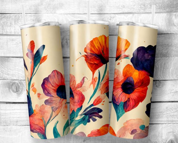 Flowers 14, 20oz Skinny Straight Tumbler, Stainless Steel, Travel Cup, Gift, Everyday Use