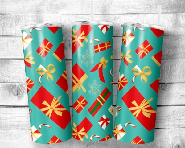 Christmas Presents, 20oz Skinny Straight Tumbler, Stainless Steel, Travel Cup, Holiday Themed, Gift, Everyday Use