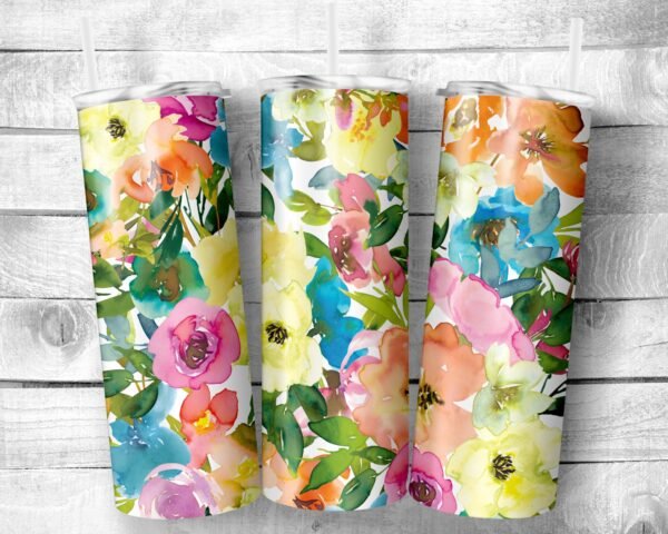 Flowers 1, 20oz Skinny Straight Tumbler, Stainless Steel, Travel Cup, Gift, Everyday Use