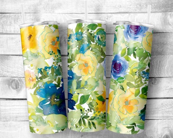 Flowers 2, 20oz Skinny Straight Tumbler, Stainless Steel, Travel Cup, Gift, Everyday Use