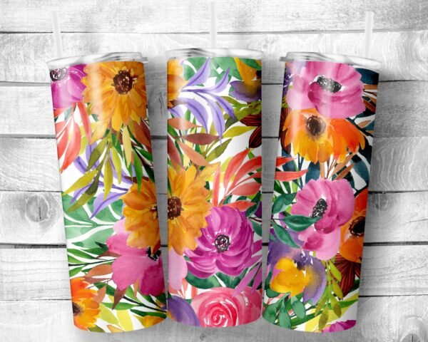 Flowers 3, 20oz Skinny Straight Tumbler, Stainless Steel, Travel Cup, Gift, Everyday Use