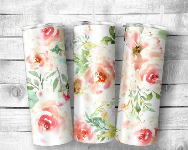 Flowers 4, 20oz Skinny Straight Tumbler, Stainless Steel, Travel Cup, Gift, Everyday Use