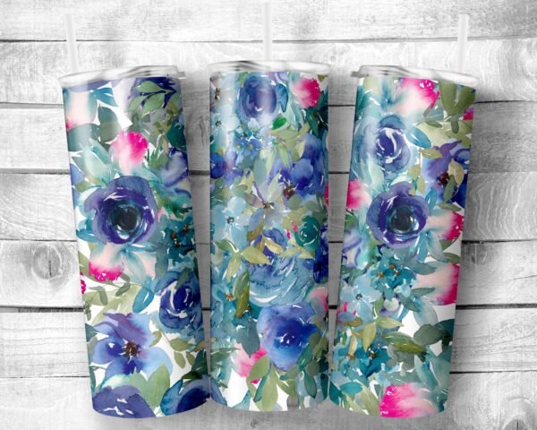 Flowers 8, 20oz Skinny Straight Tumbler, Stainless Steel, Travel Cup, Gift, Everyday Use