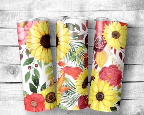 Flowers 11, 20oz Skinny Straight Tumbler, Stainless Steel, Travel Cup, Gift, Everyday Use