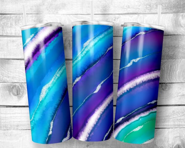 Blue Stripes, 20oz Skinny Straight Tumbler, Stainless Steel, Travel Cup, Gift, Everyday Use