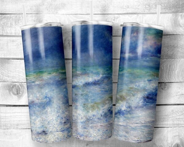 Seascape, 20oz Skinny Straight Tumbler, Stainless Steel, Travel Cup, Gift, Everyday Use