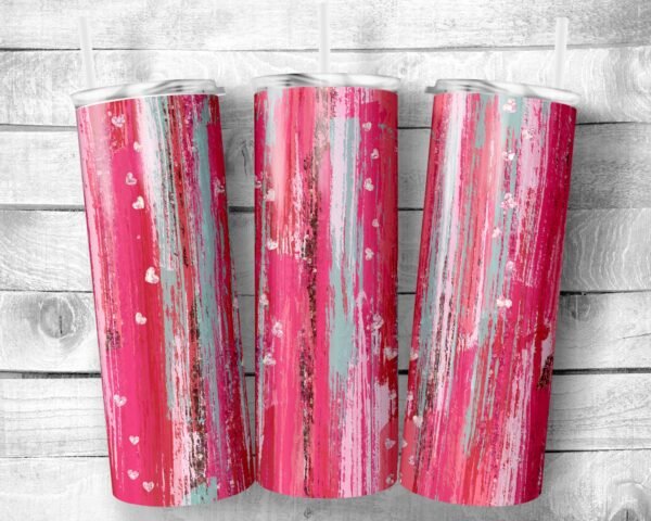 Abstract Valentine Colors, 20oz Skinny Straight Tumbler, Stainless Steel, Travel Cup, Gift, Everyday Use