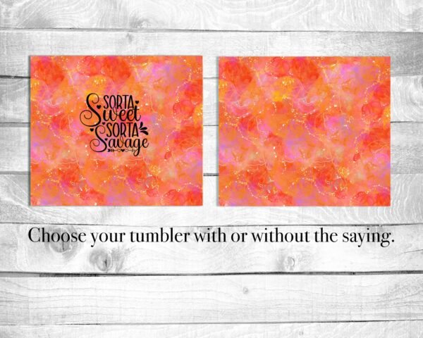 Abstract Orange, 20oz Skinny Straight Tumbler, Stainless Steel, Travel Cup, Gift, Everyday Use