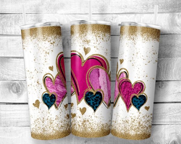 Valentine Hearts, 20oz Skinny Straight Tumbler, Stainless Steel, Travel Cup, Valentine's Day, Gift, Everyday Use