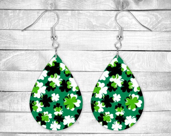 Shamrocks, Pierced Earrings, St Patrick's Day, Permanent Design, Silver or Gold Hardware, Holiday Themed, Gift