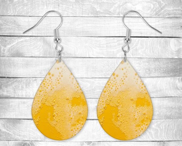 St Patrick's Day Beer, Pierced Earrings, Holiday Themed, Permanent Design, Silver or Gold Hardware, Gift, Everyday Use