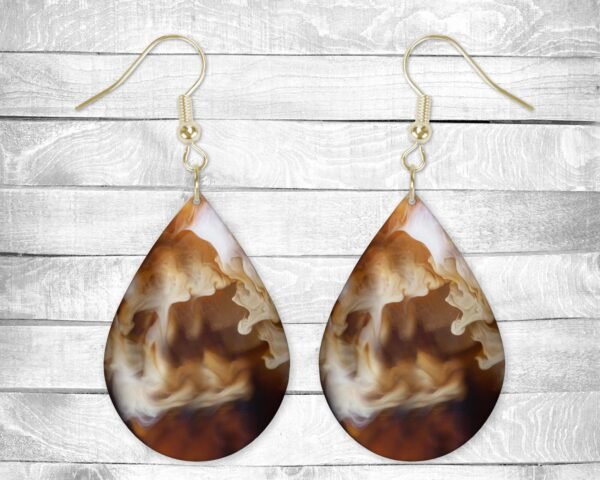 Coffee Pierced Earrings, Permanent Design, Silver or Gold Hardware, Gift, Everyday Use