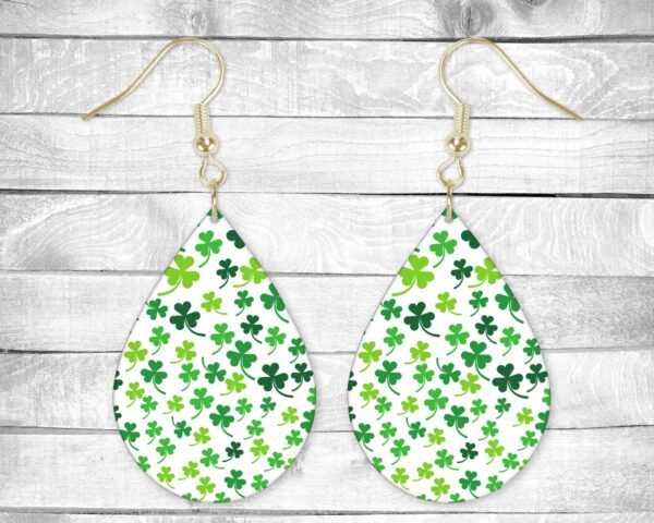 Small Green Shamrocks, St Patrick's Day, Pierced Earrings, Holiday Themed, Permanent Design, Silver or Gold Hardware, Gift, Everyday Use