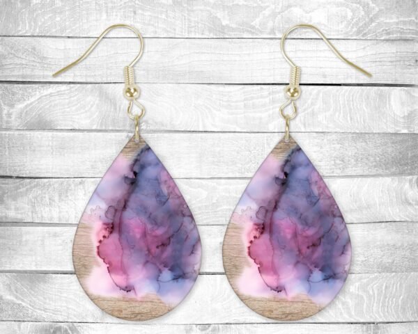 Purple Smoke, Pierced Earrings, Permanent Design, Silver or Gold Hardware, Gift, Everyday Use