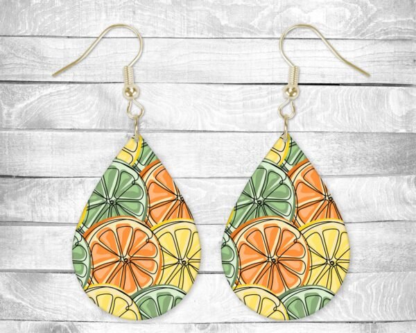 Citrus, Pierced Earrings, Permanent Design, Silver or Gold Hardware, Gift, Everyday Use