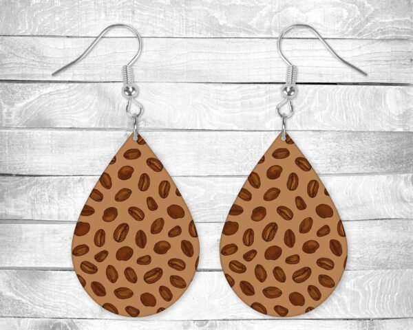 Coffee Bean, Pierced Earrings, Permanent Design, Silver or Gold Hardware, Gift, Everyday Use