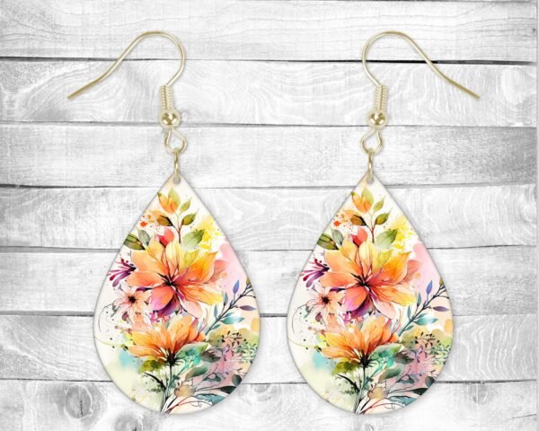 Warm Spring Flowers, Pierced Earrings, Permanent Design, Silver or Gold Hardware, Gift, Everyday Use
