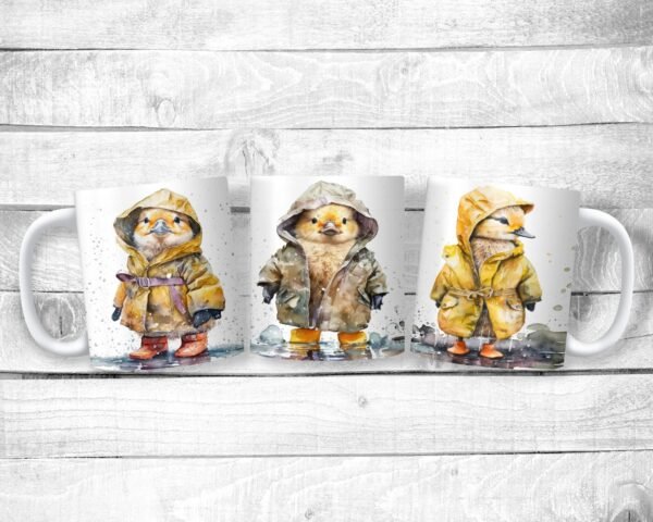 Rainy Ducks, 11oz Mug, Permanent Design, Ceramic, Gift, Everyday Use