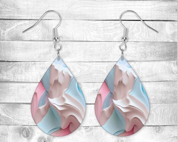 Pastel Abstract, Pierced Earrings, Permanent Design, Silver or Gold Hardware, Gift, Everyday Use