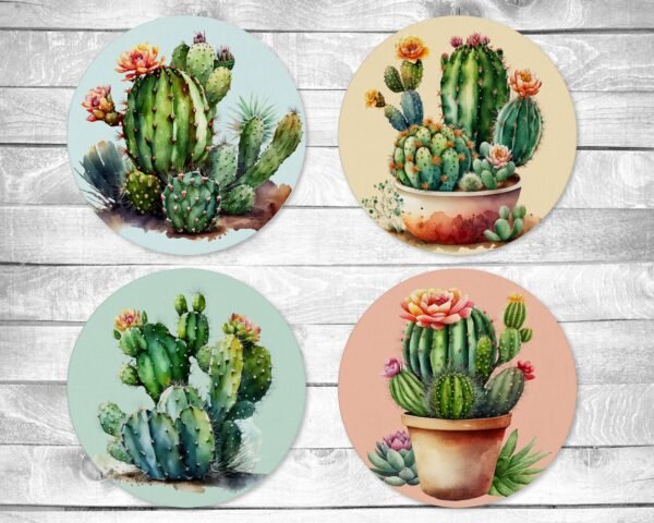 Cactus, Absorbent Drink Coasters, Individual or set of 4, Non-Slip Base, Neoprene, Gift, Everyday Us