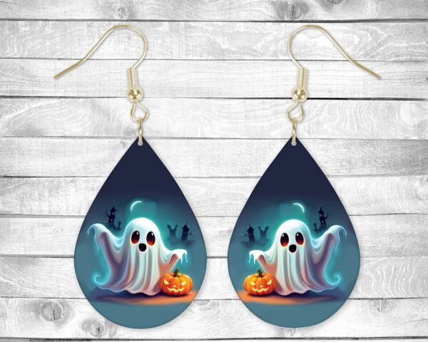 Spooky Ghosts, Pierced Earrings, Permanent Design, Silver or Gold Hardware, Halloween, Holiday, Gift, Everyday Use