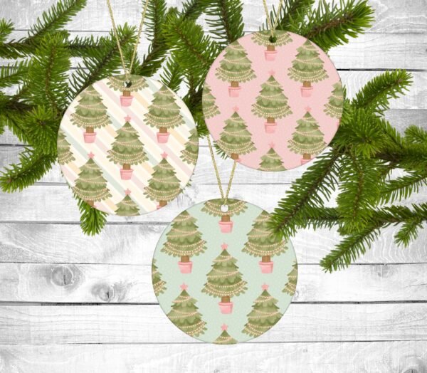 Pastel Christmas, Christmas Ornaments, Set of 6, Permanent Design, Holiday Gift, Christmas, Holiday Themed