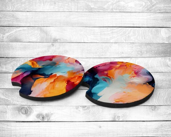 Painting in Colors, Absorbent Car Coasters, Set of 2, Non-Slip Base, Neoprene, Gift, Everyday Use