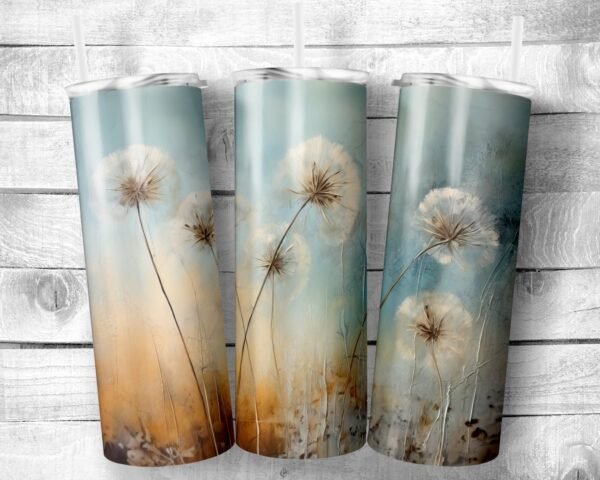 Dandelion Grunge, 20oz Skinny Straight Tumbler, Stainless Steel, Travel Cup, Gift, Everyday Use