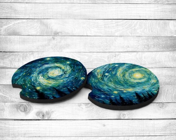 Stars at Night, Absorbent Car Coasters, Set of 2, Non-Slip Base, Neoprene, Gift, Everyday Use