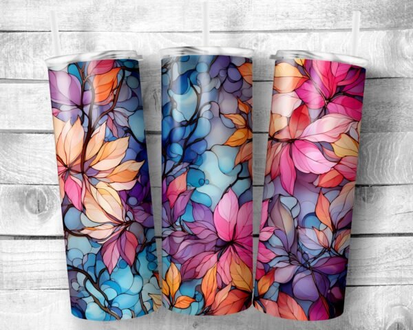 Pink Flowers, 20oz Skinny Straight Tumbler, Stainless Steel, Travel Cup, Gift, Everyday Use