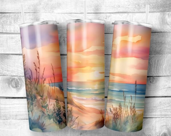 Sunset Dunes, 20oz Skinny Straight Tumbler, Stainless Steel, Travel Cup, Gift, Everyday Use
