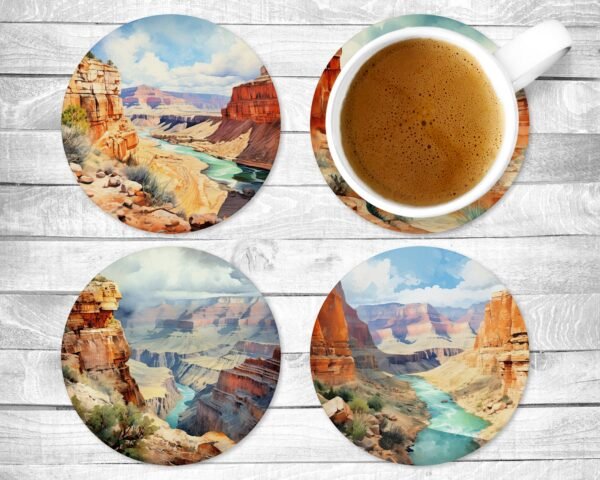 Grand Canyon, Absorbent Drink Coasters, Individual or set of 4, Non-Slip Base, Neoprene, Gift, Everyday Use