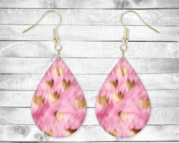 Gold Furry Hearts, Pierced Earrings, Permanent Design, Silver or Gold Hardware, Gift, Everyday Use