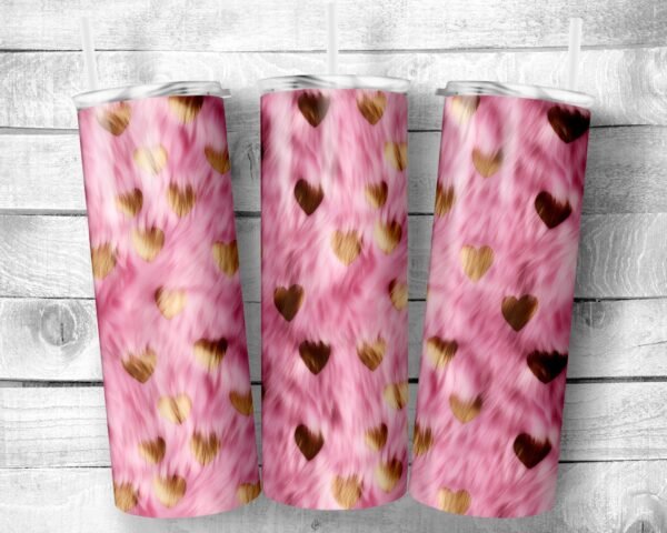 Furry Hearts, 20oz Skinny Straight Tumbler, Stainless Steel, Travel Cup, Gift, Everyday Use