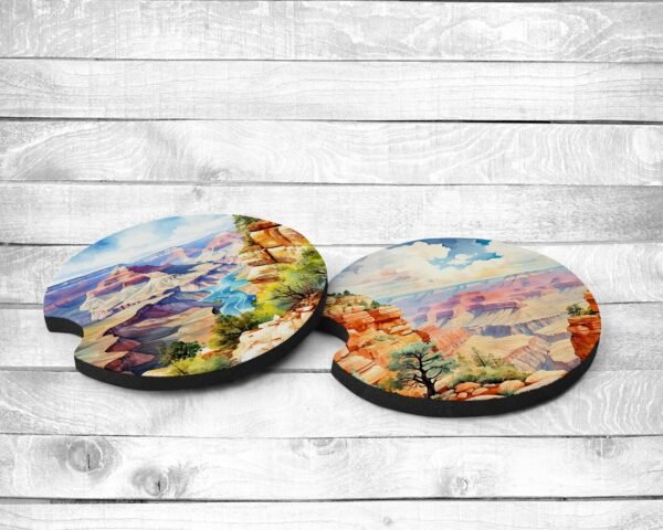 Grand Canyon, Absorbent Car Coasters, Set of 2, Non-Slip Base, Neoprene, Gift, Everyday Use