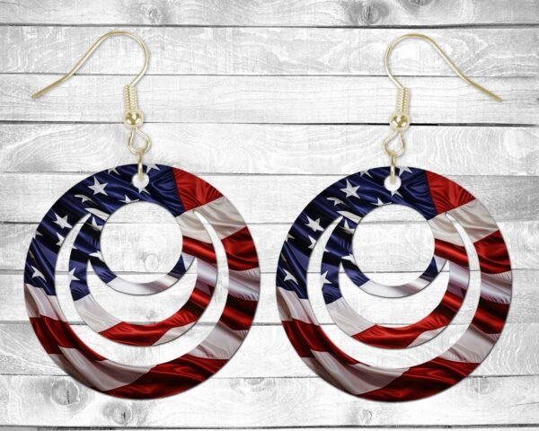 Red, White and Blue, Pierced Earrings, Permanent Design, Silver or Gold Hardware, Gift, Everyday Use